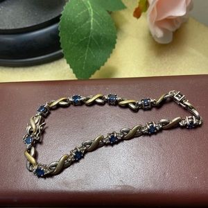 Vintage white and blue sapphire bracelet